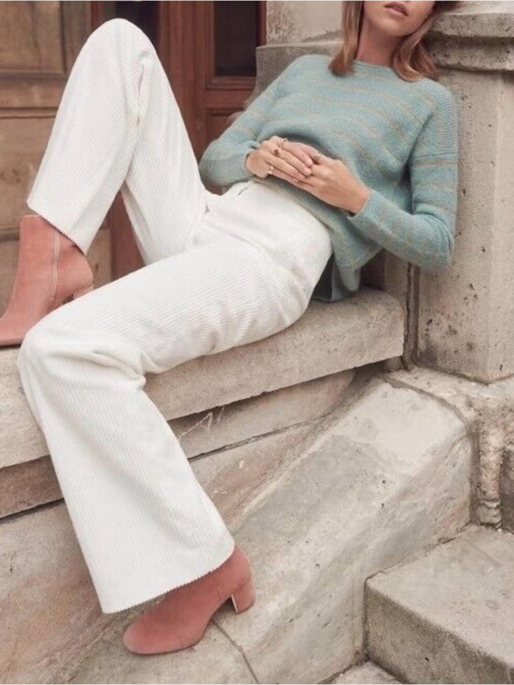 Sezane Martin Ecru Corduroy Trousers